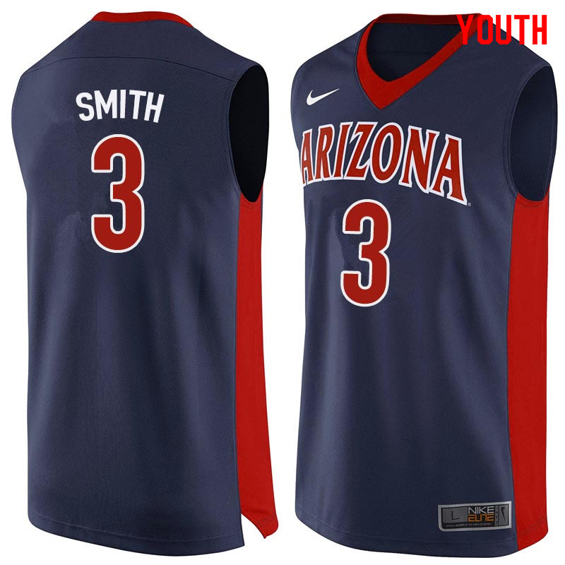 Youth Arizona Wildcats #3 Dylan Smith College Basketball Jerseys Sale-Navy